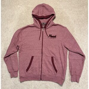 Parish Nation Hoodie Mens Size XL Maroon Full Zip Y2K Streetwear